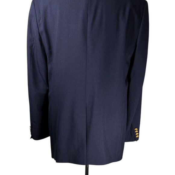 Vintage Brooks Brothers Mens 42L Blue Wool Blazer Sport Coat Jacket Gold Buttons - Picture 10 of 11